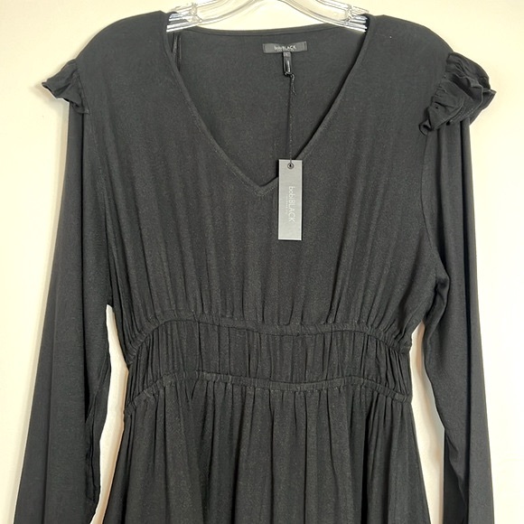NWT Bobi Long Sleeve Ruffle Mini Dress Black Size Large - Picture 4 of 12